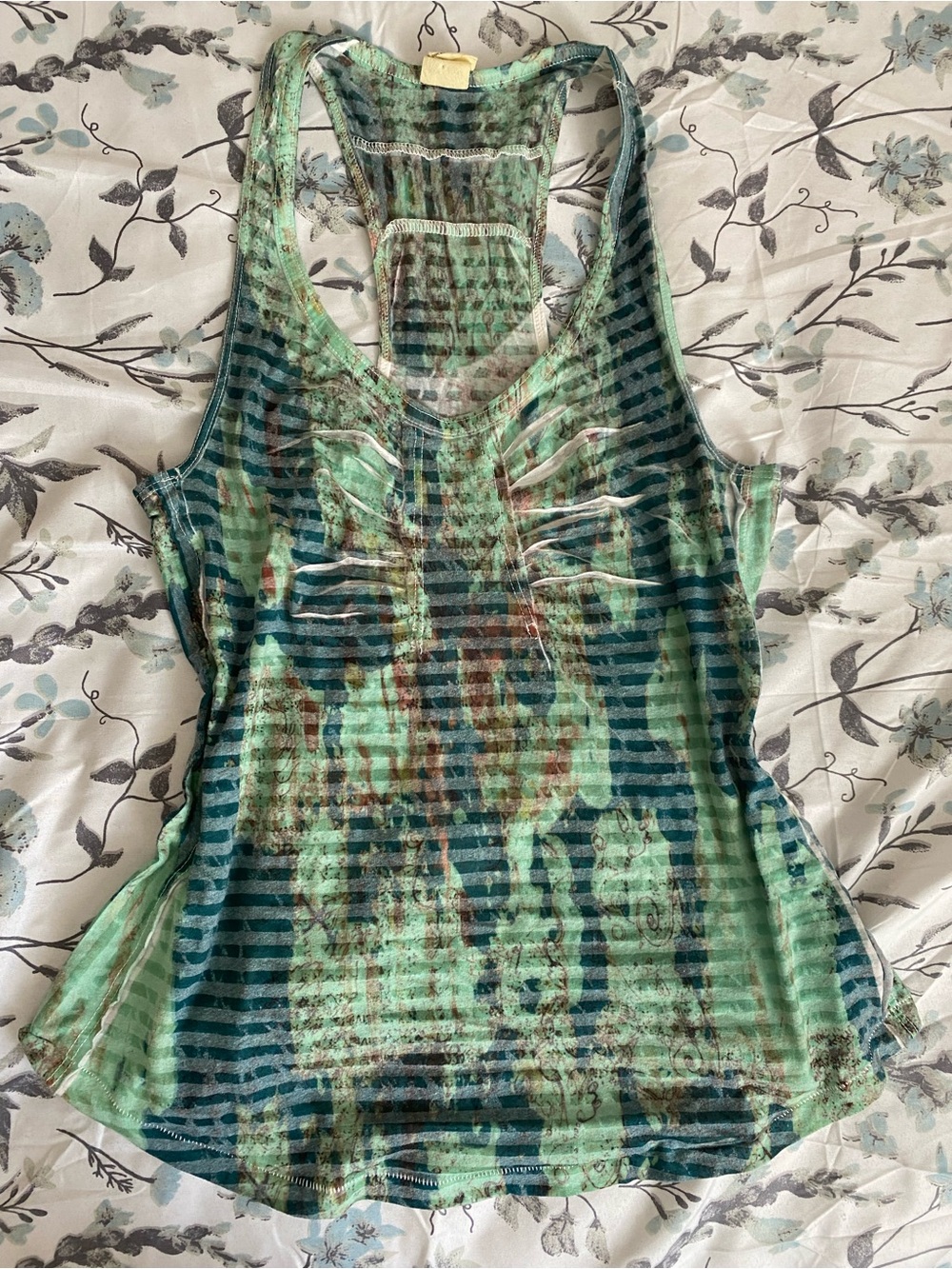 Vintage free People Sleeveless Mixed-Print Racerback Tank Top